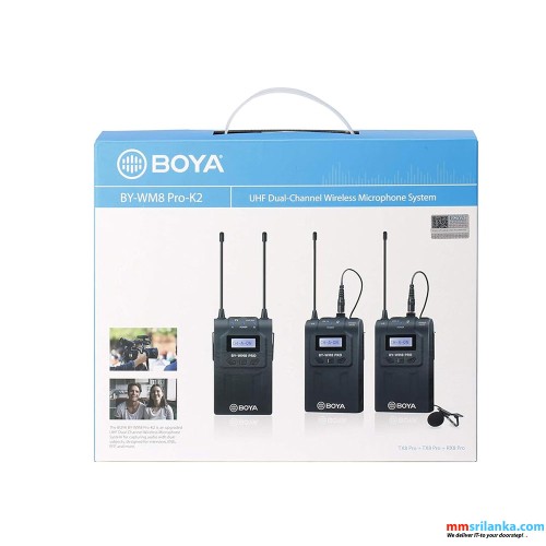 BOYA BY-WM8 PRO-K2 UHF DUAL CHANNEL WIRELESS MICROPHONE (6M)